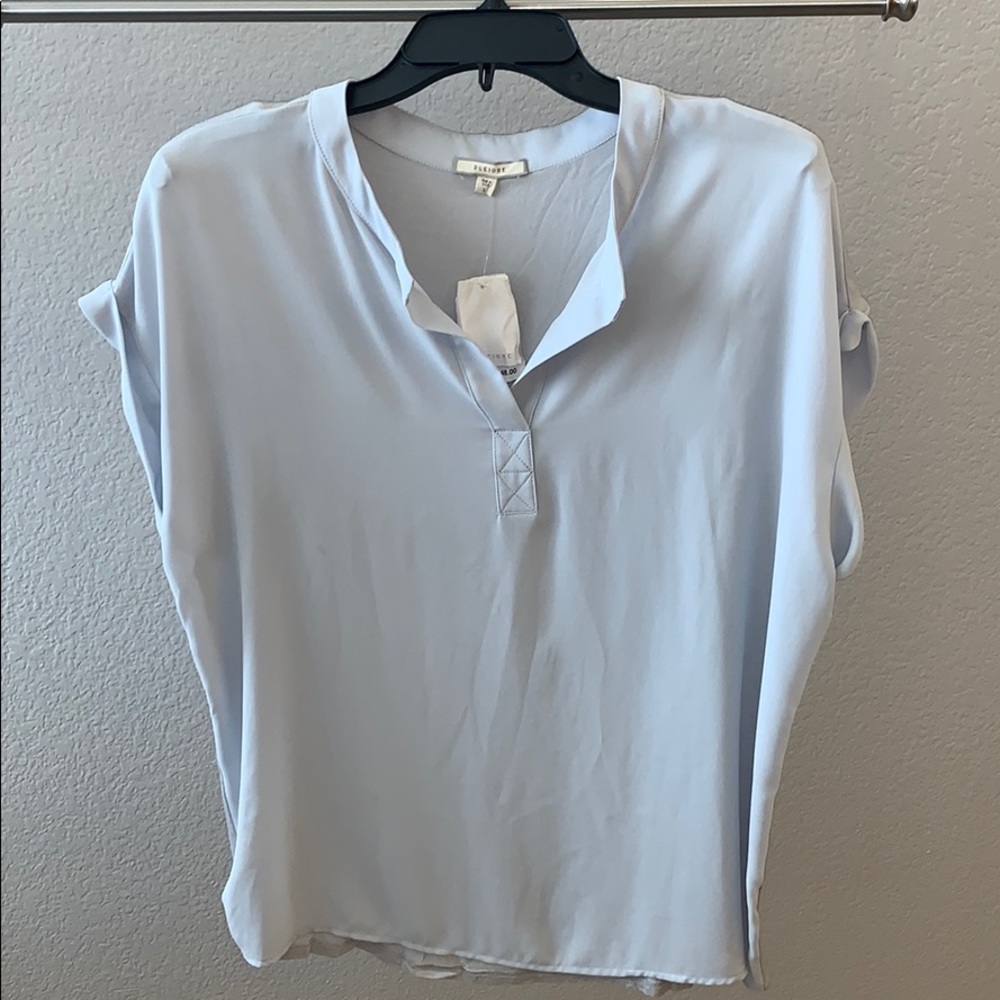 Pleione Silver Cap Sleeve Shirt Top - Picture 1 of 5